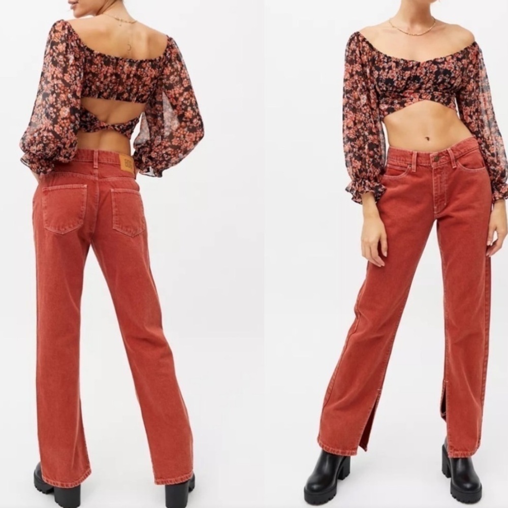 BDG Rust Red/burnt Orange Split Hem Jeans, Size 27
